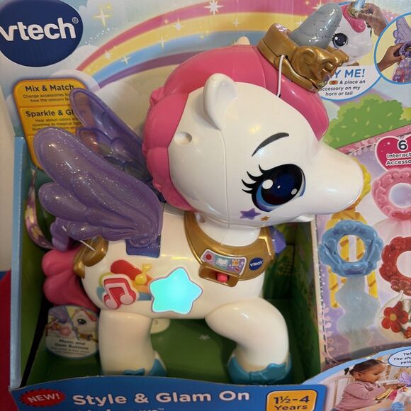 VTech Style & Glam On Unicorn Kids Toy Gift Christmas Birthday Age 18M-Up New - Picture 9 of 12